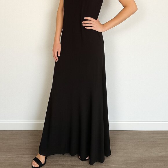 Attitudes by Renée Black Maxi Dress NWT Sleeveless Flare Hem Elegant Long Dress - Picture 2 of 10